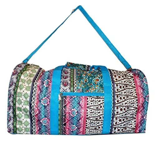 21 In Print Duffle, Overnight, Carry On Bag With Outside Pocket And Shoulder Strap (Blank - Boho