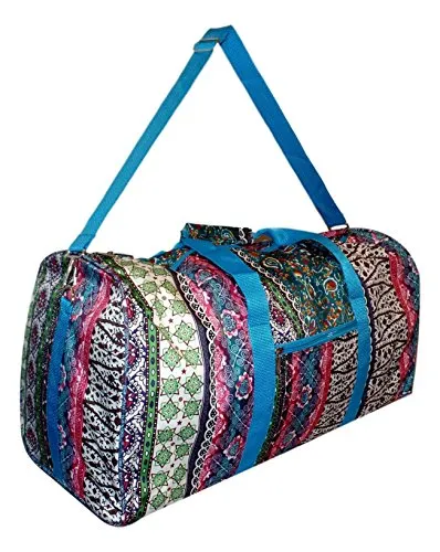 21 In Print Duffle, Overnight, Carry On Bag With Outside Pocket And Shoulder Strap (Blank - Boho