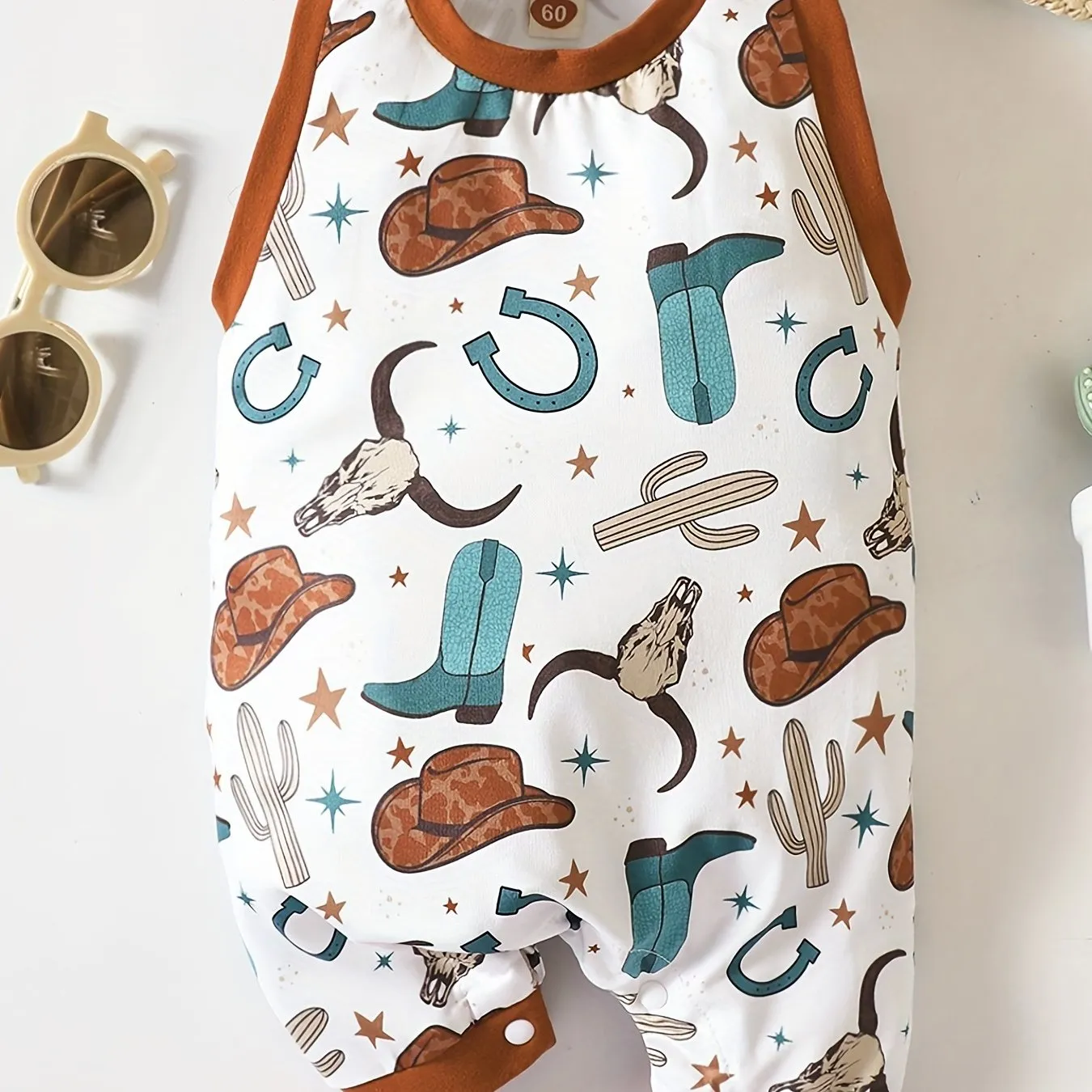 Adorable Sleeveless Romper Cute Cartoon Print for Baby Boys