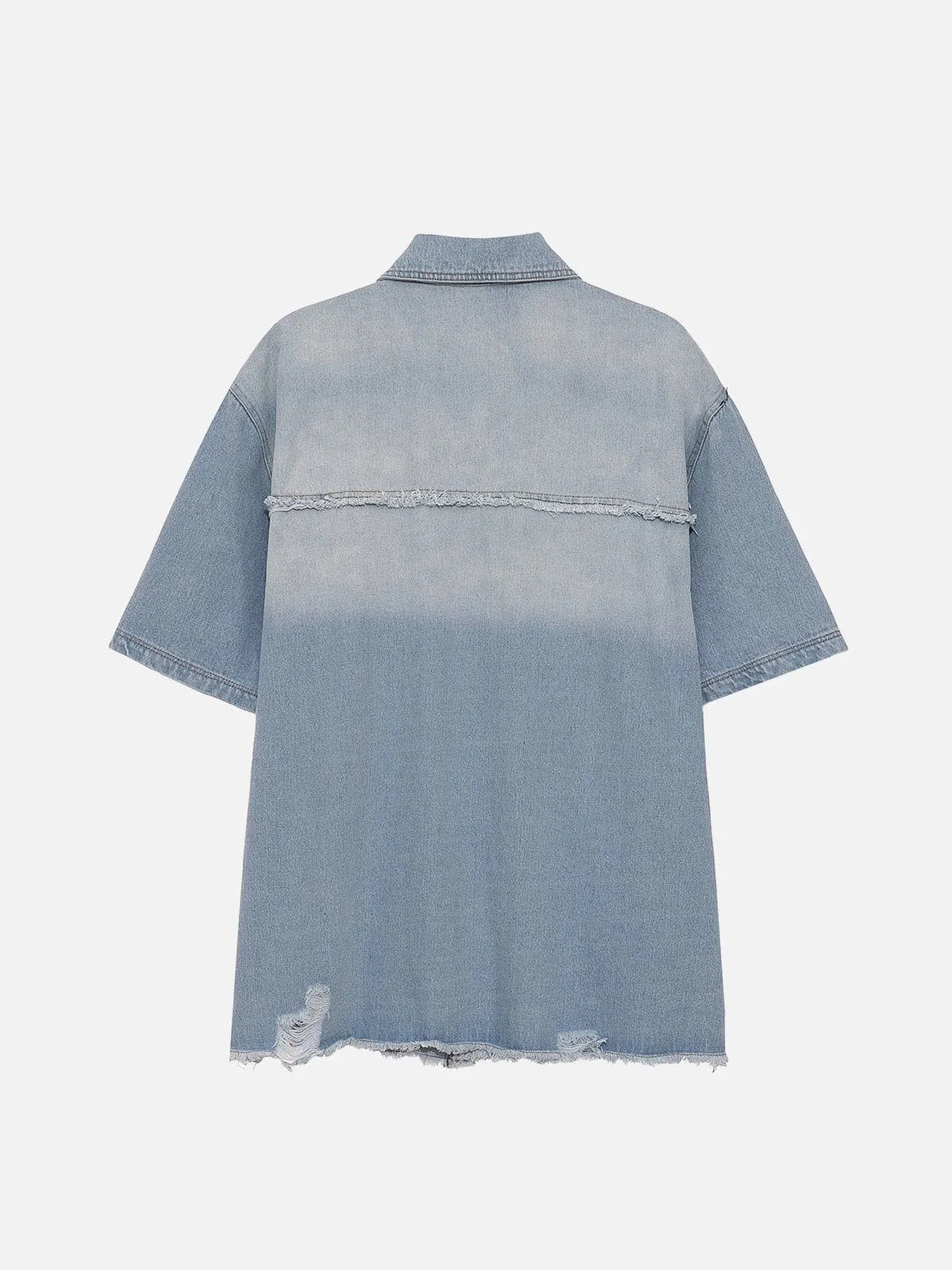 Aelfric Eden  |Unisex Denim Plain Cotton Short Sleeves Oversized Shirts