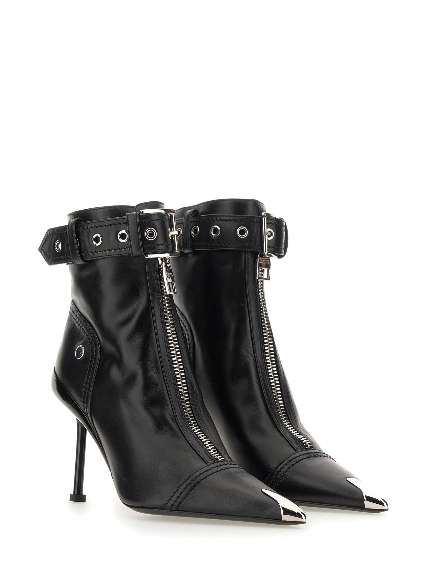 ALEXANDER McQUEEN    SLASH LEATHER BIKER BOOT