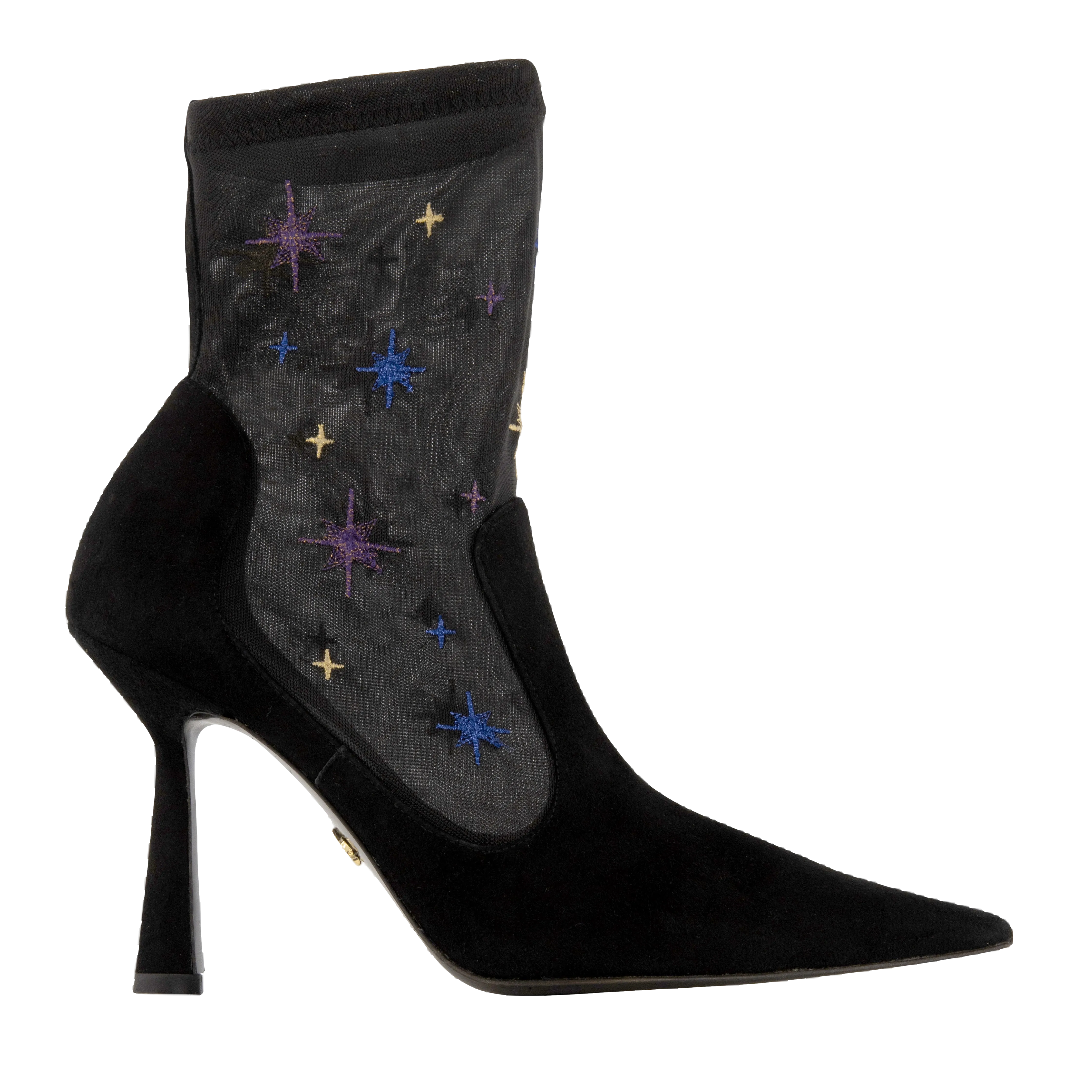 Anna Boot 95 Black Suede and Star Embroidery