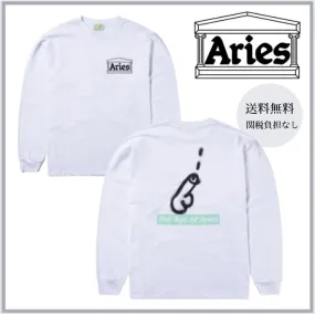 ARIES  |Unisex Street Style Plain Cotton Logo T-Shirts