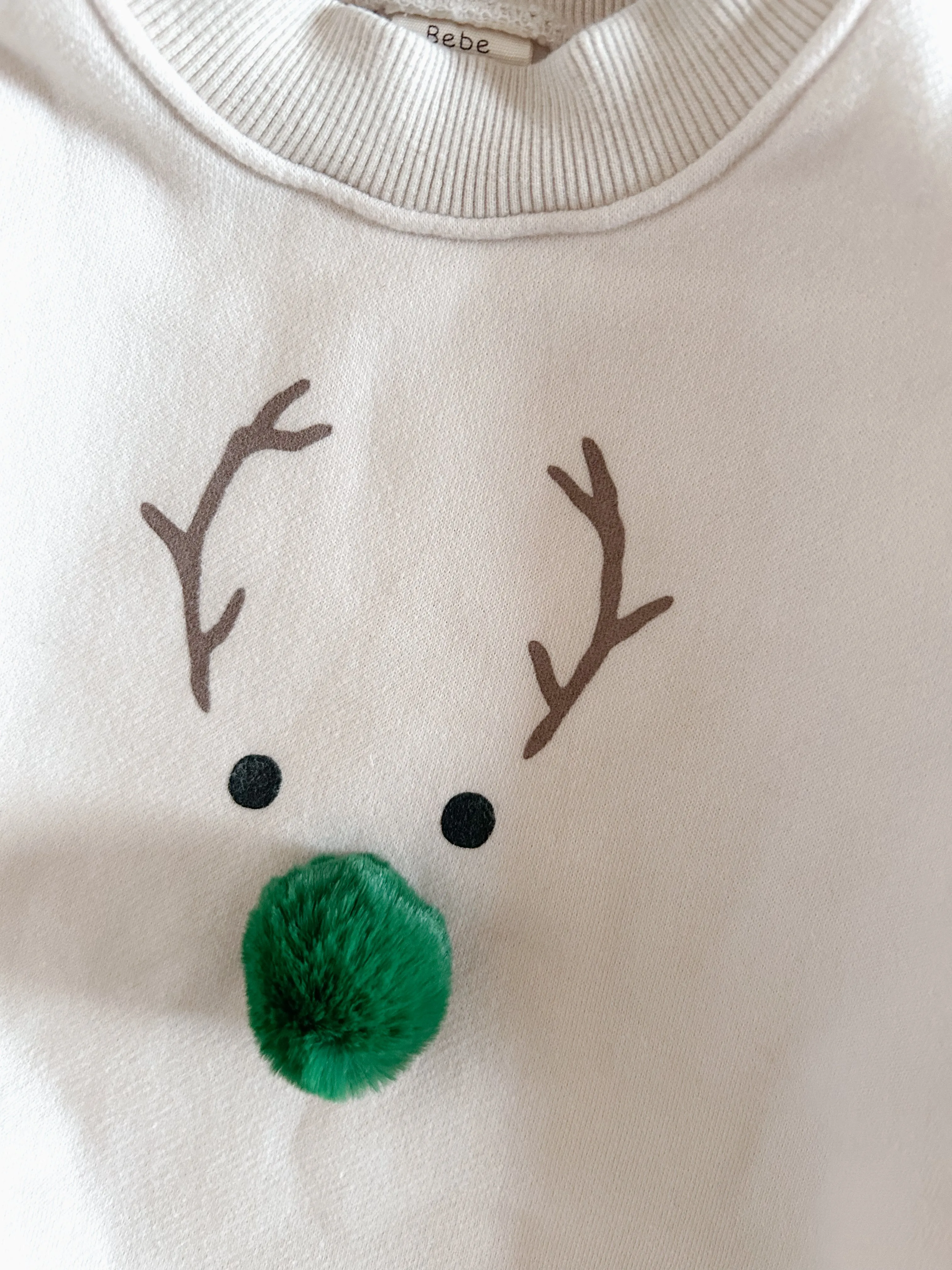 Baby Fleece-Lined Reindeer Sweatshirt Romper and Bonnet Set (12-18m) - Green