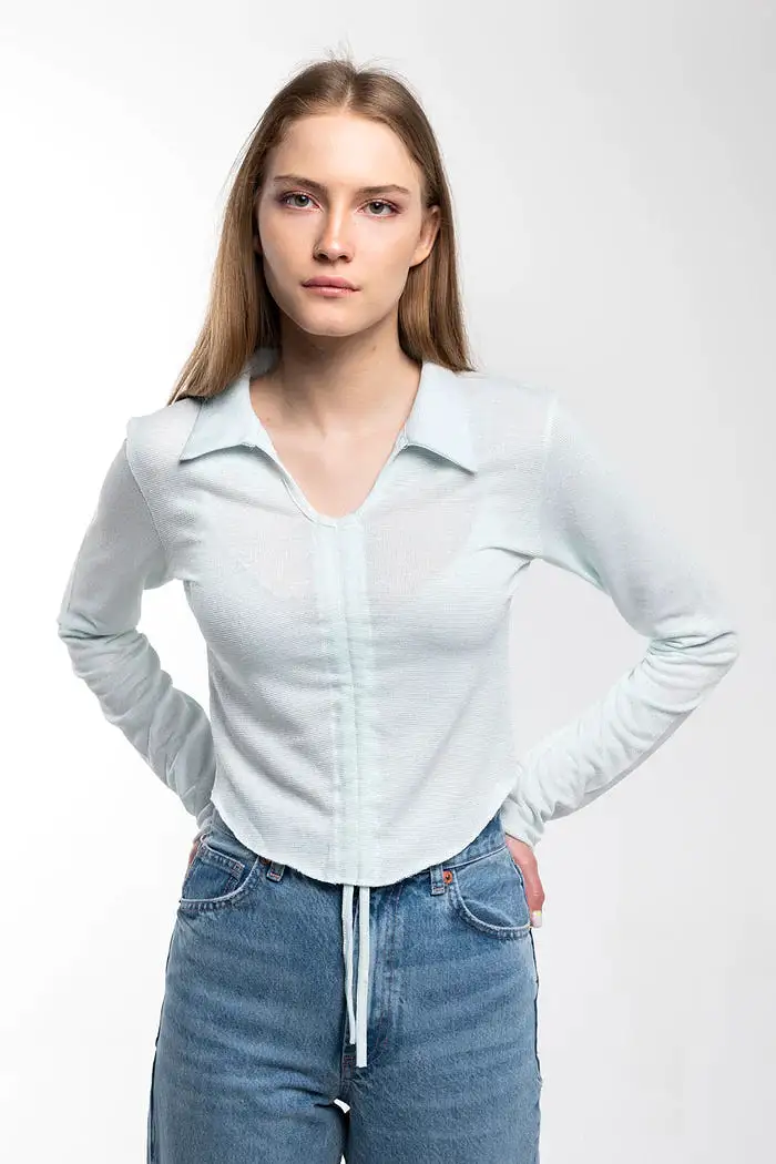 Bee And Alpaca Adjustable Crop Top Blouse