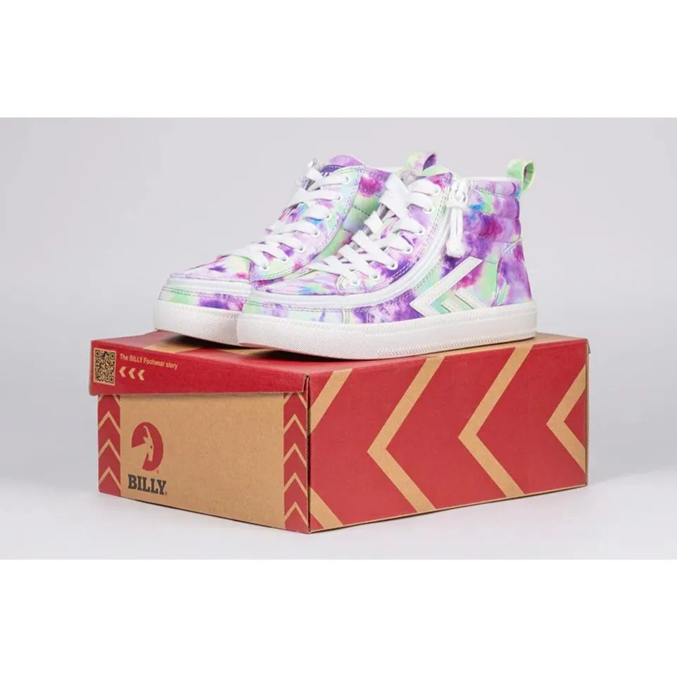 Billy Footwear (Kids) - Purple Watercolour Core Skate Canvas Shoes