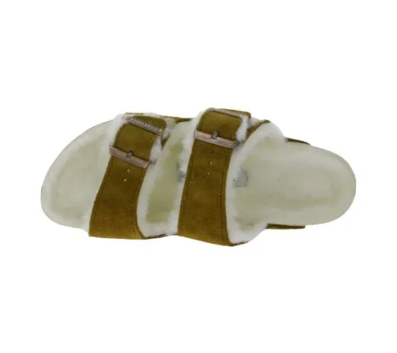 BIRKENSTOCK Arizona zoccoli da donna con fodera in pelliccia Made in Germany larghezza stretta 1001135 marrone