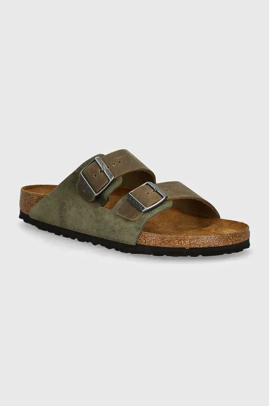 Birkenstock suede sliders Arizona men's green color 1028151