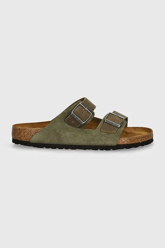 Birkenstock suede sliders Arizona men's green color 1028151