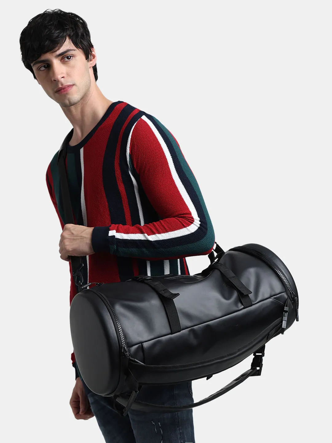 Black Hard Shell PU Duffle Bag