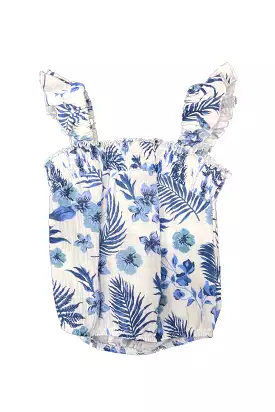 Blue Hawaiian Gauze Banded Top