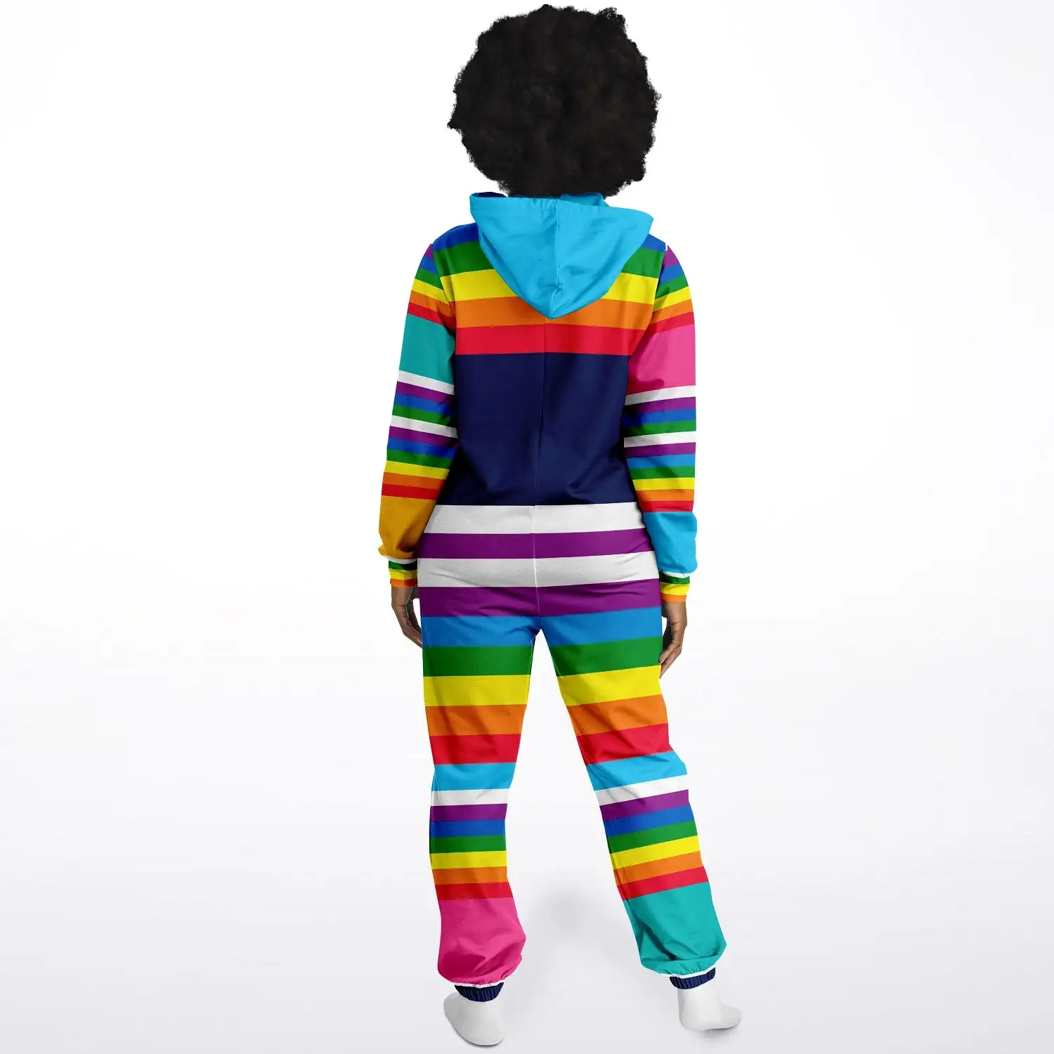 Blue Horizon Rainbow Stripe Fleece Unisex Romper