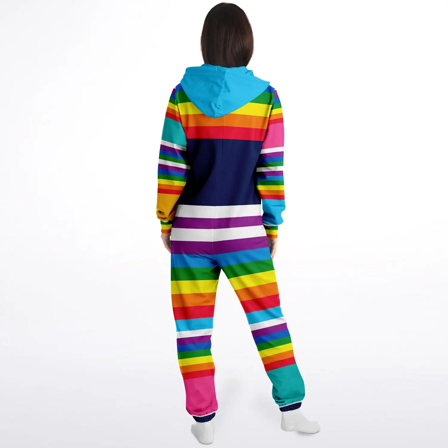 Blue Horizon Rainbow Stripe Fleece Unisex Romper