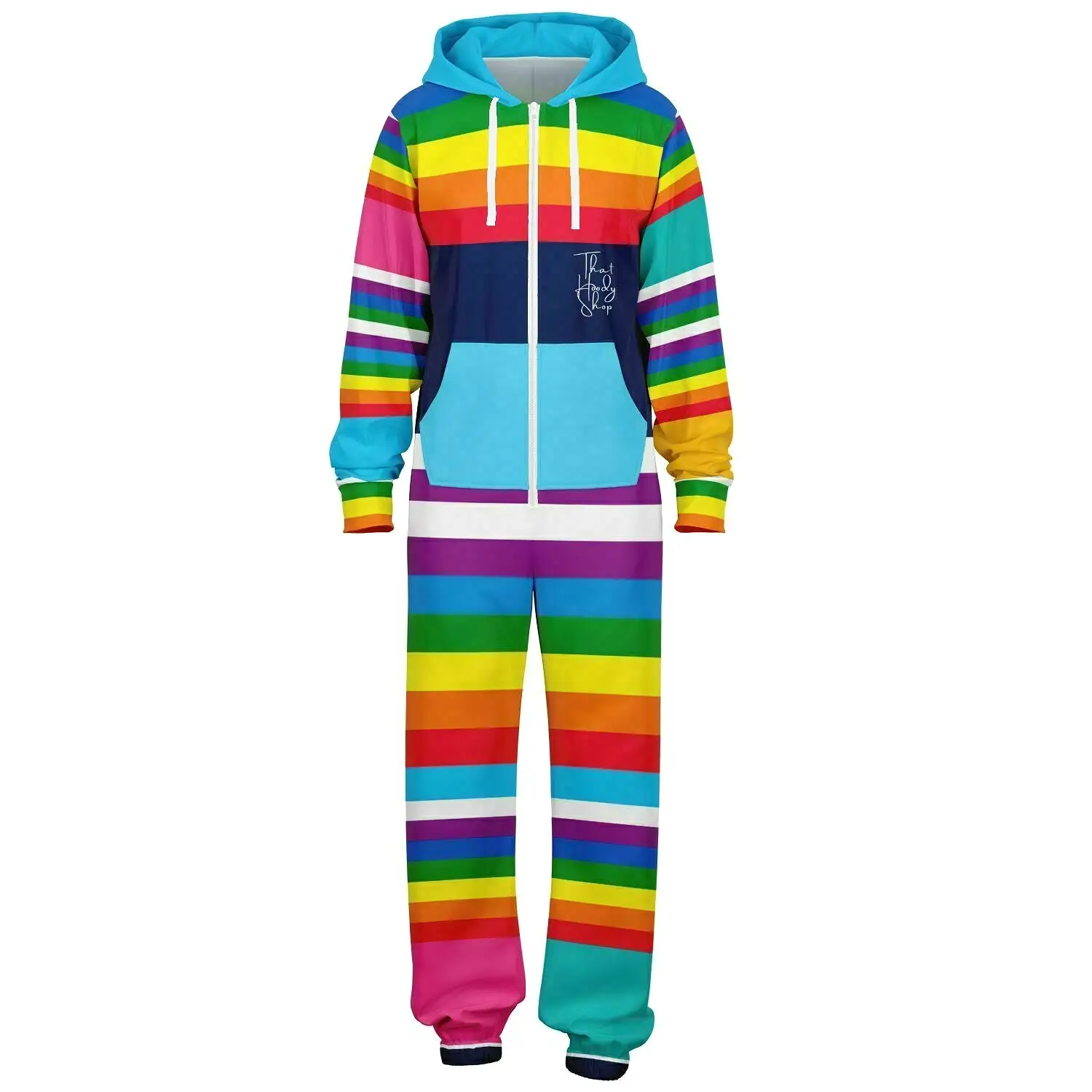 Blue Horizon Rainbow Stripe Fleece Unisex Romper