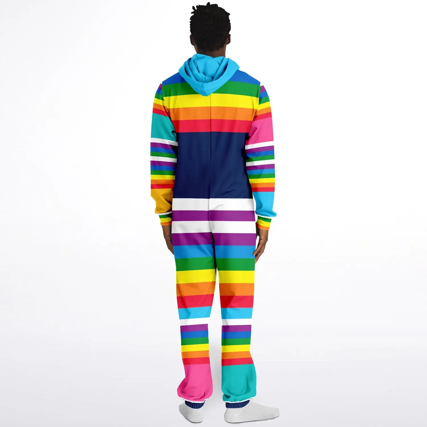 Blue Horizon Rainbow Stripe Fleece Unisex Romper