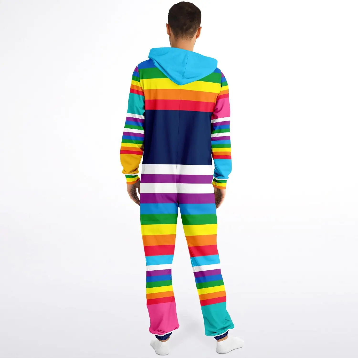 Blue Horizon Rainbow Stripe Fleece Unisex Romper