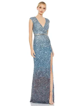 Blue Ombre 12 Mac Duggal 5489 Long Formal Evening Gown Sale