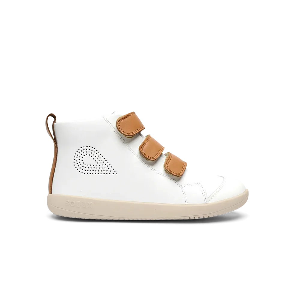 Bobux I-Walk Hi Court White + Caramel