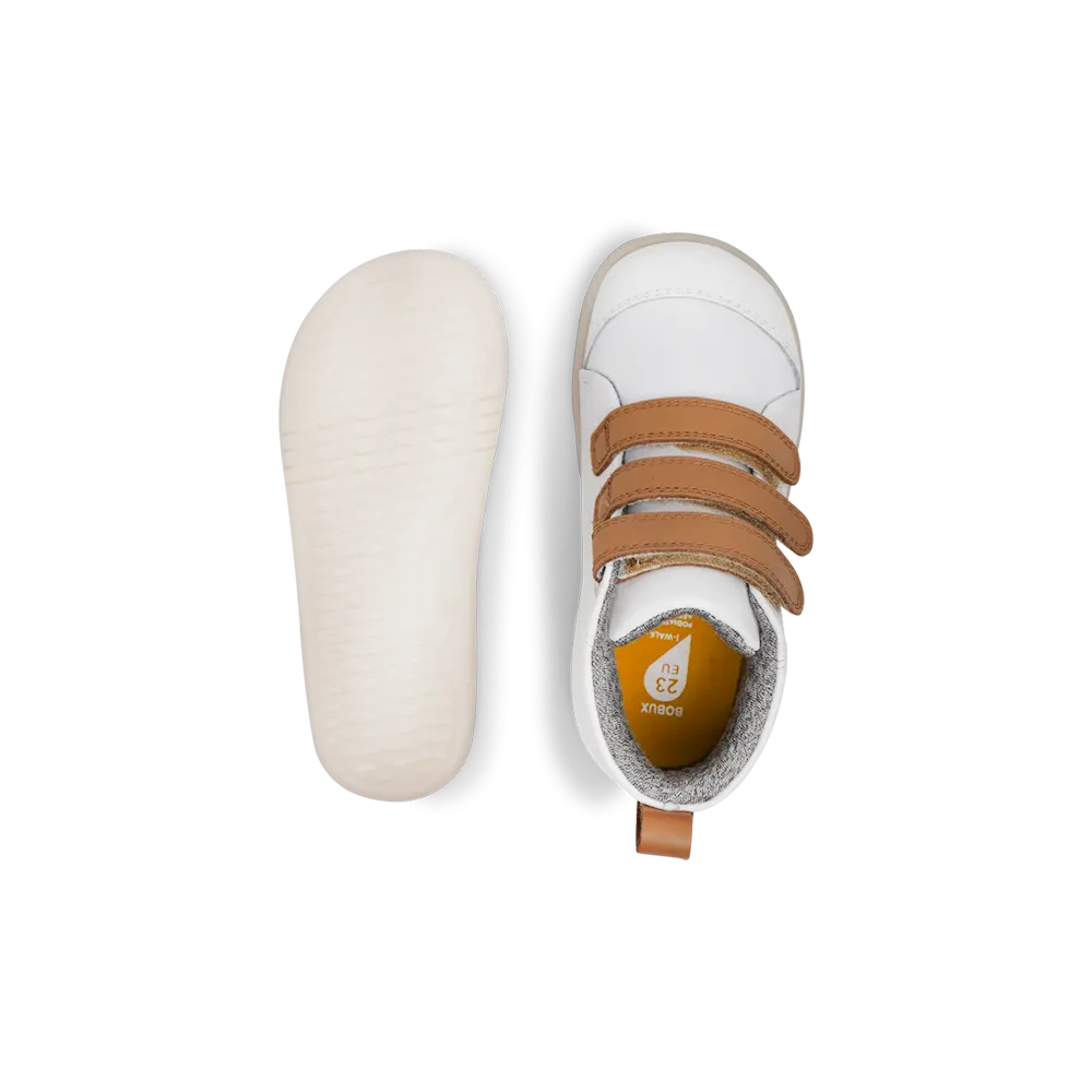 Bobux I-Walk Hi Court White + Caramel