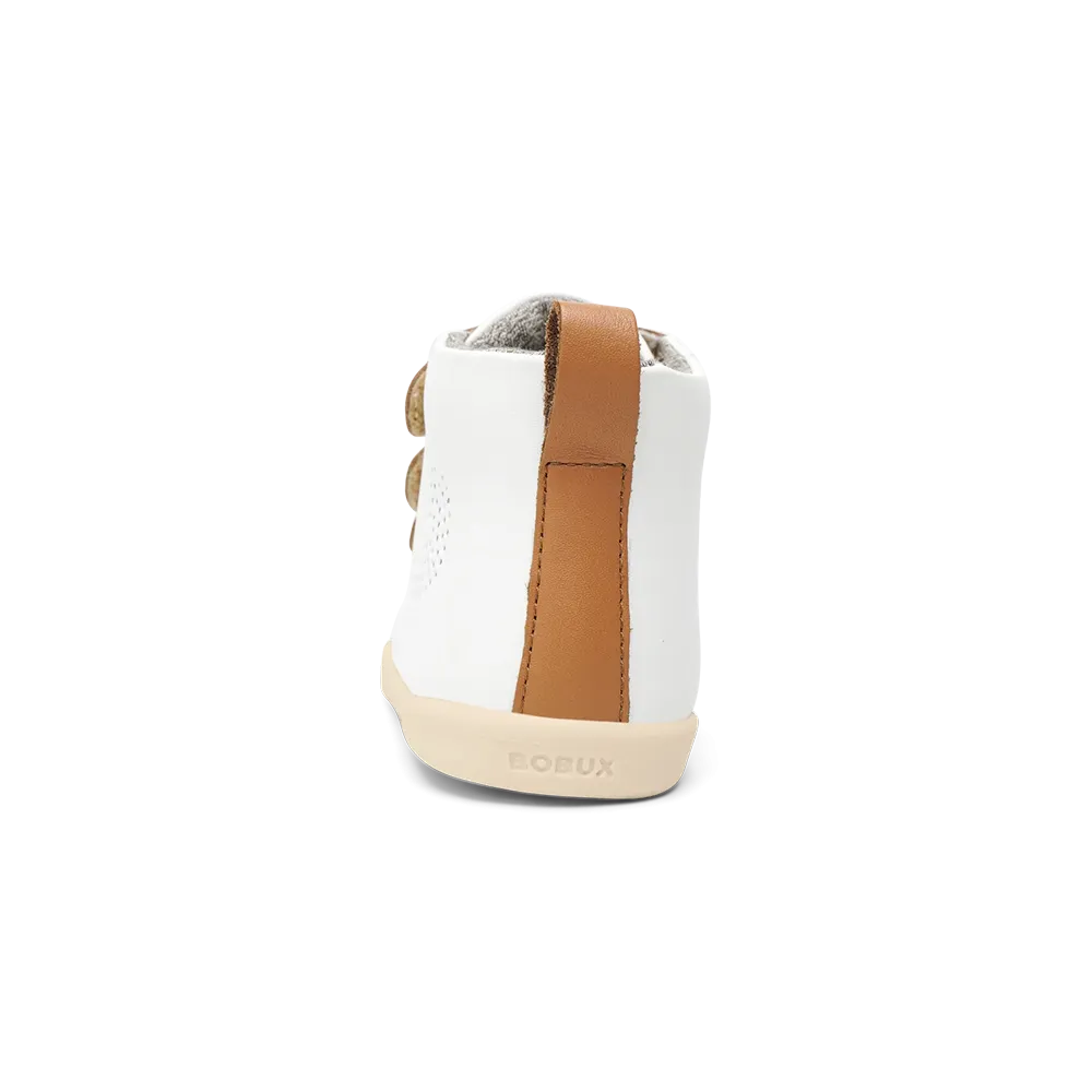 Bobux I-Walk Hi Court White + Caramel