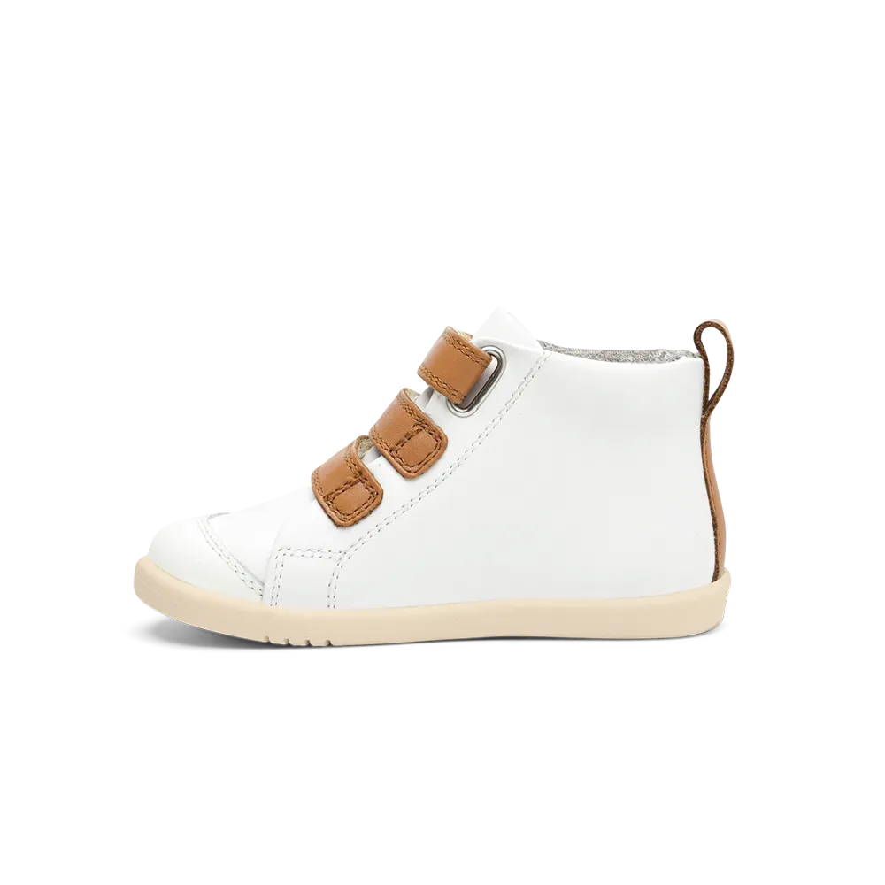 Bobux I-Walk Hi Court White + Caramel