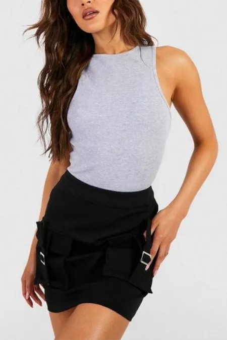 boohoo  |Crew Neck Sleeveless Street Style Plain Cotton Medium