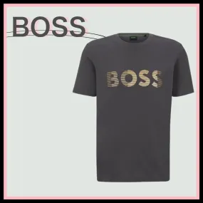 BOSSHOSS  |Unisex Street Style U-Neck Plain Logo Skater Style T-Shirts