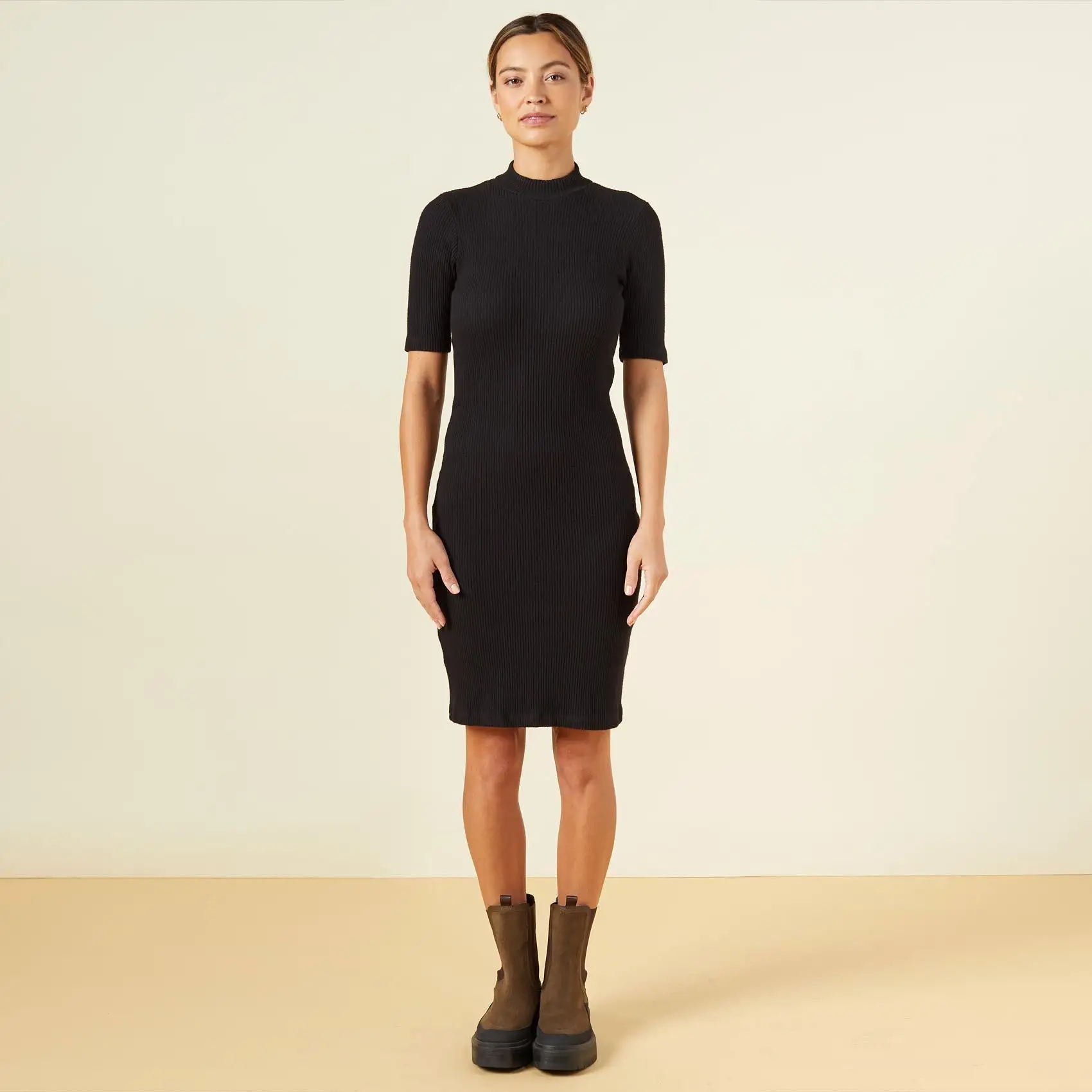 Brushed Rib Mock Neck Dress