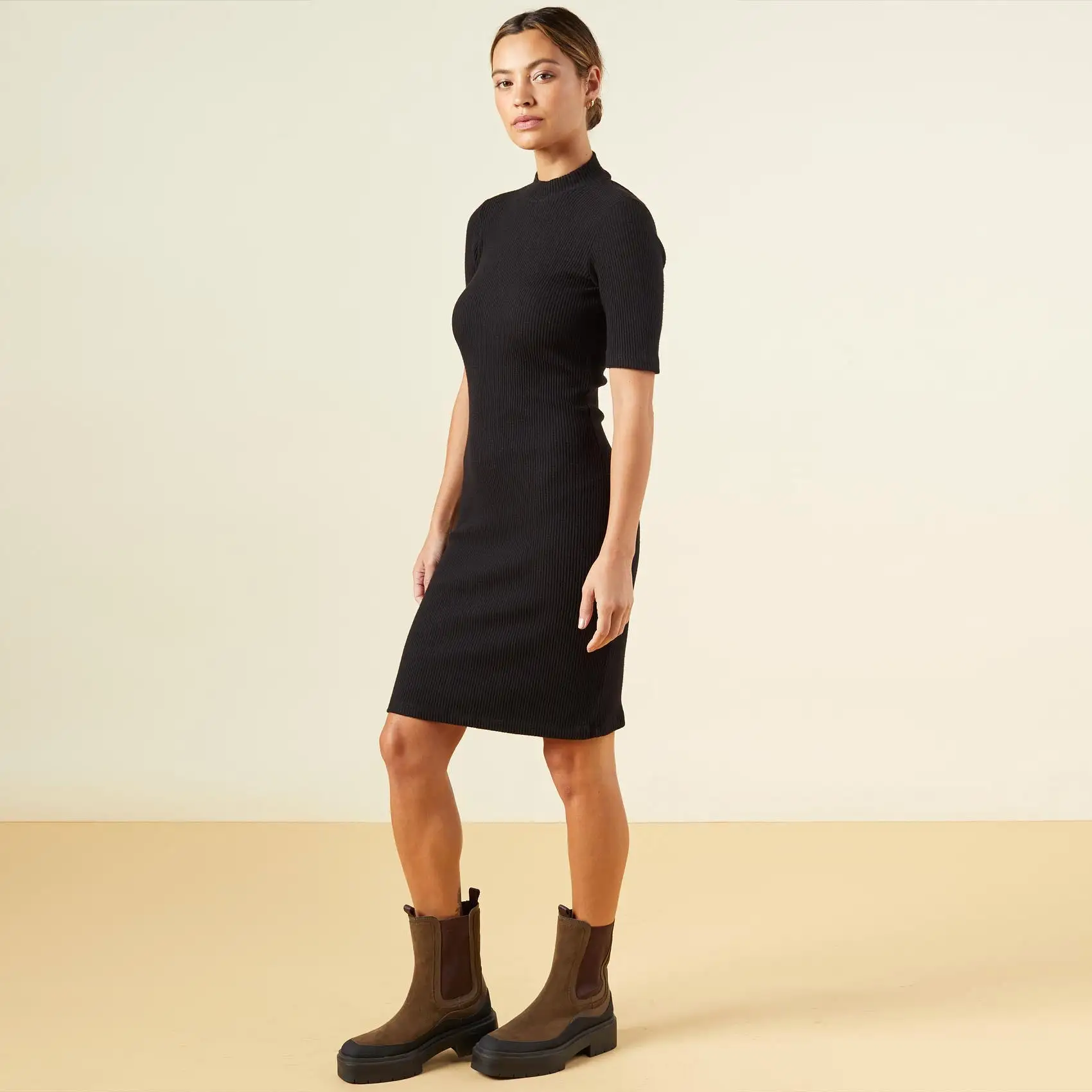 Brushed Rib Mock Neck Dress