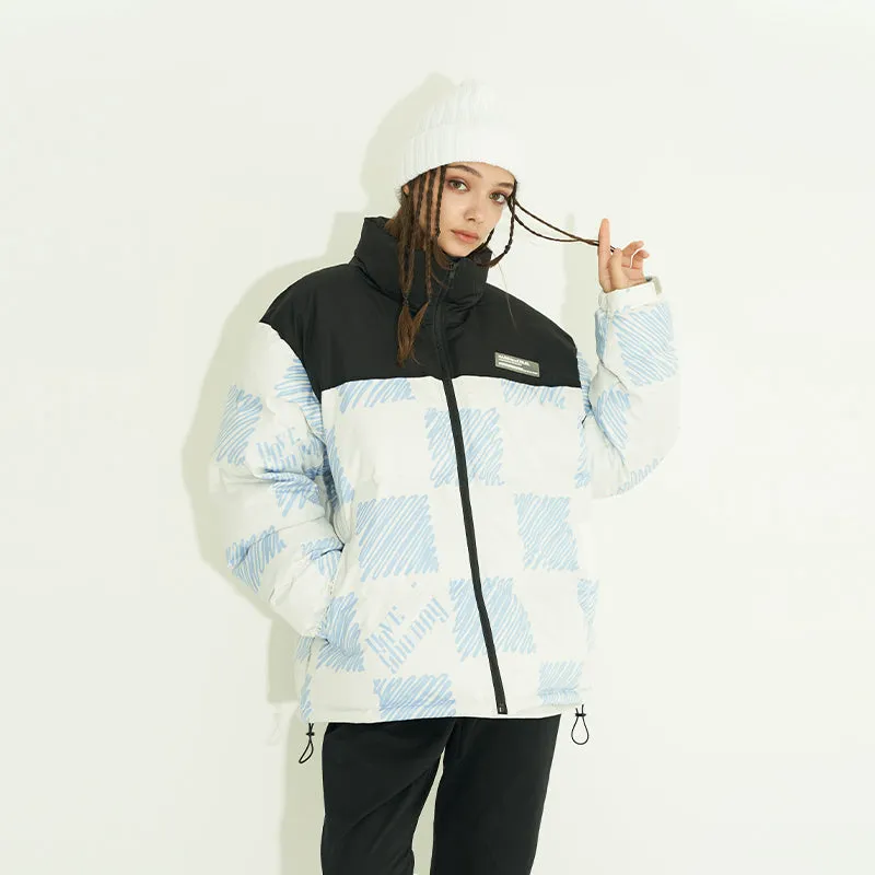 Chessboard Print Down Jacket