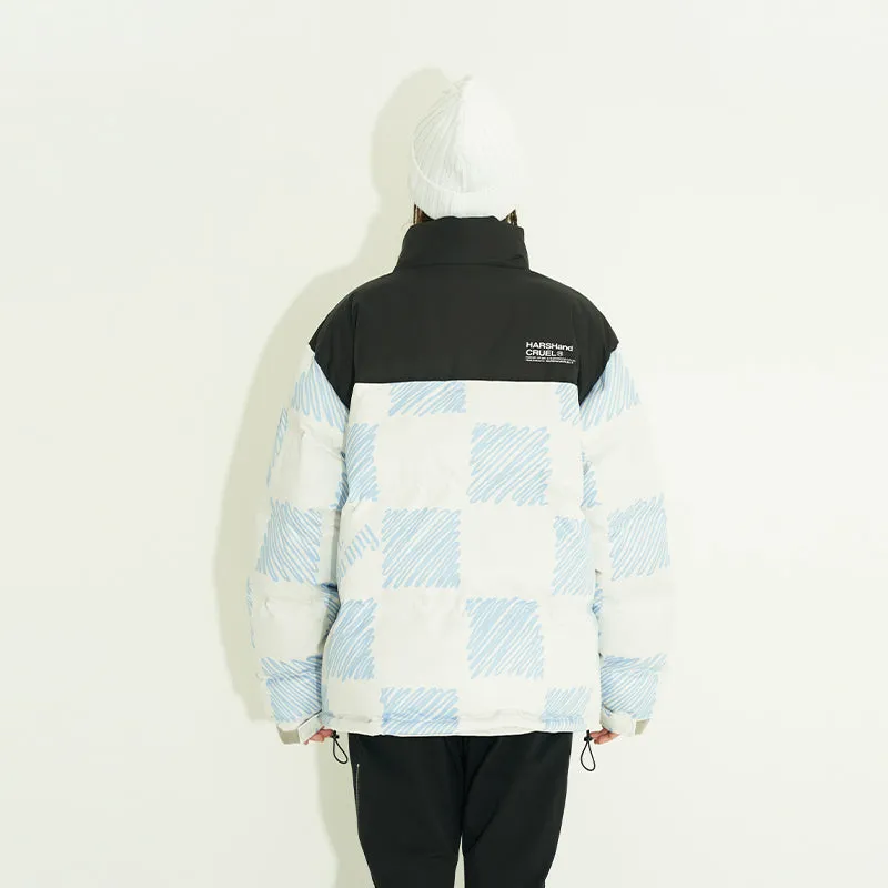 Chessboard Print Down Jacket