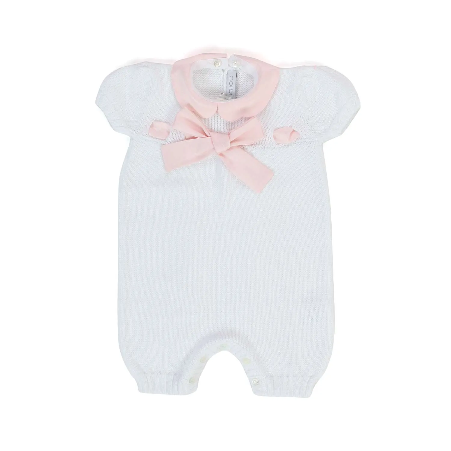 Colibri Knitted White And Pink Romper For Baby Girl