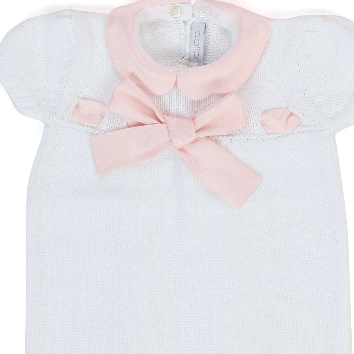 Colibri Knitted White And Pink Romper For Baby Girl