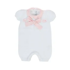 Colibri Knitted White And Pink Romper For Baby Girl