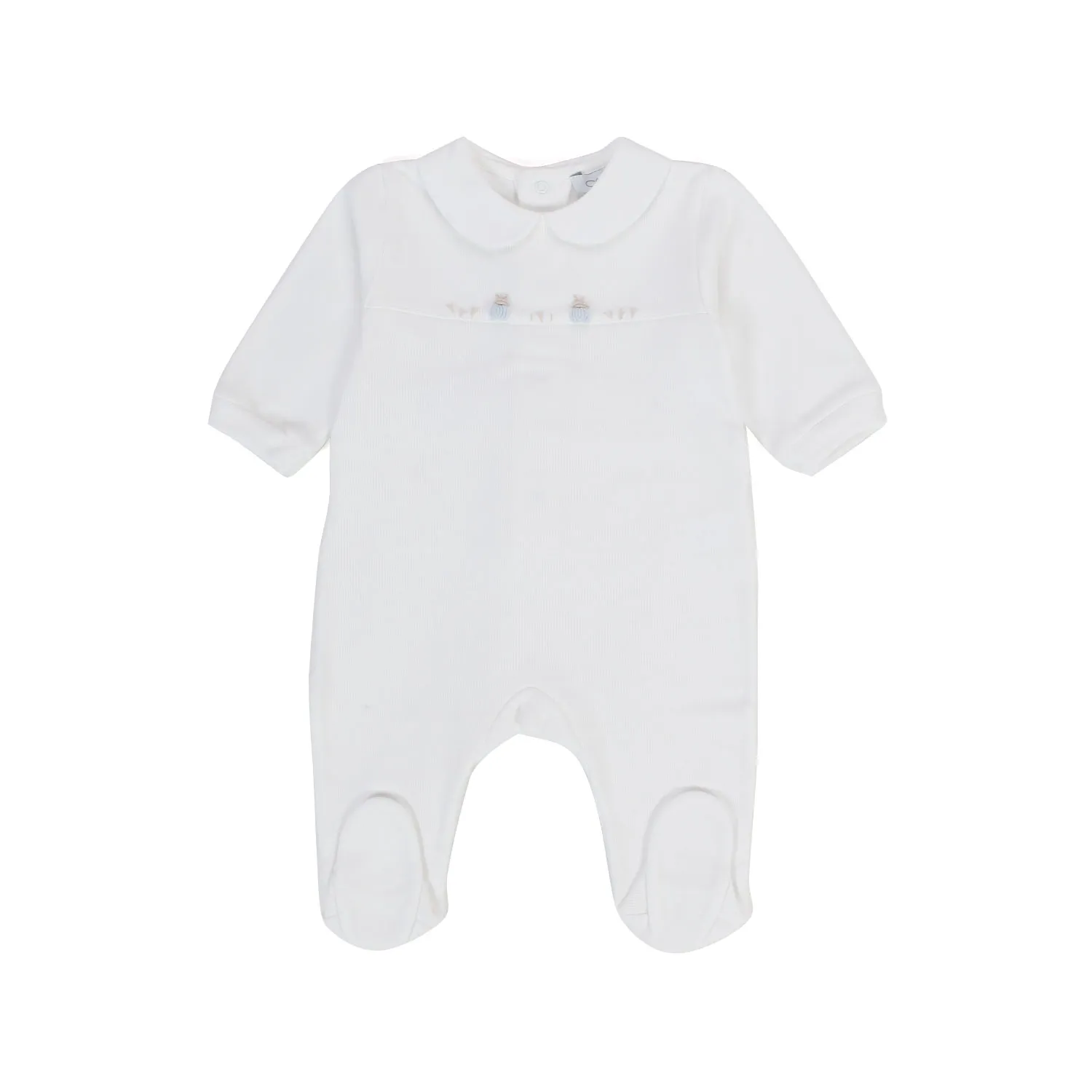 Colibri White Romper With Light Blue Embroidery For Baby