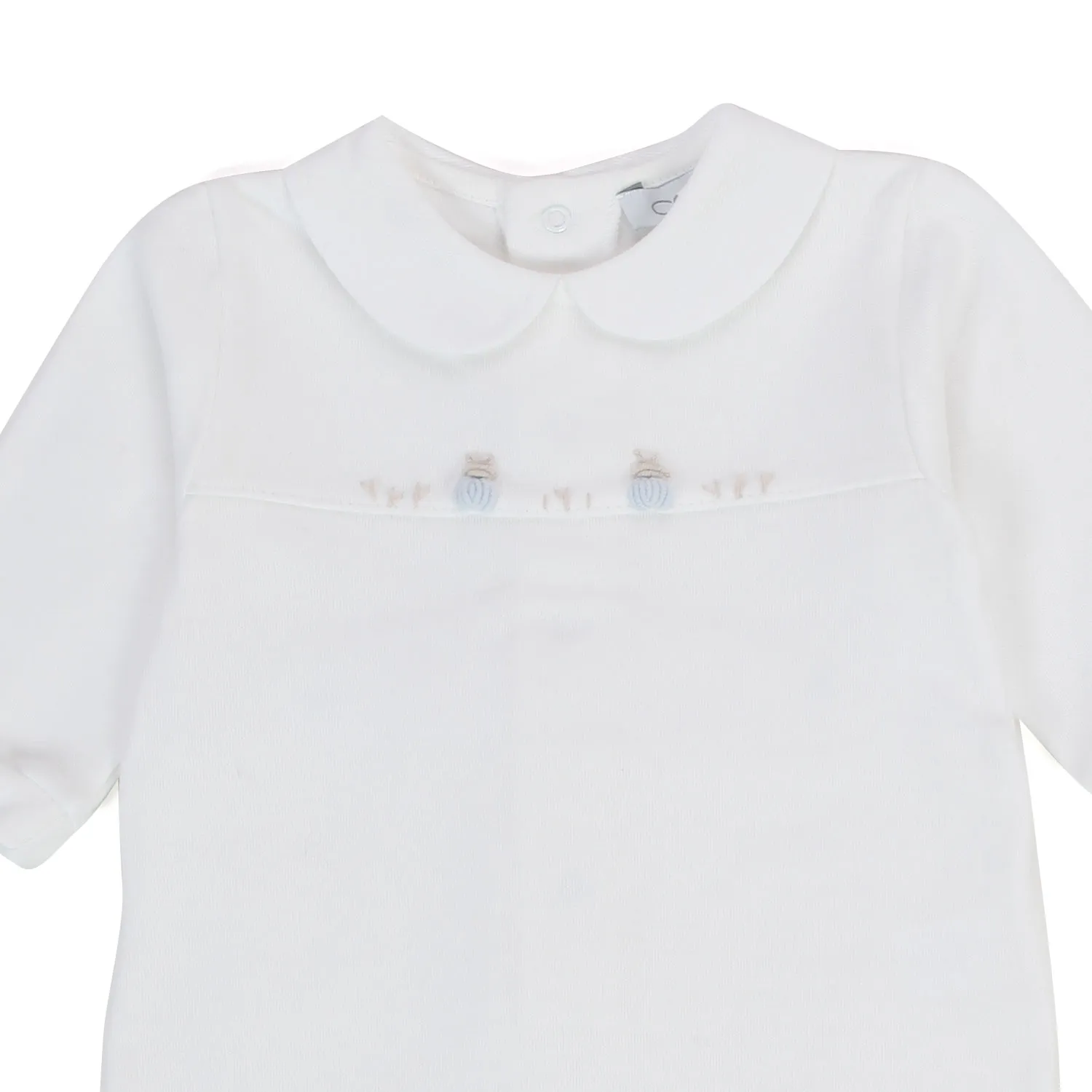 Colibri White Romper With Light Blue Embroidery For Baby