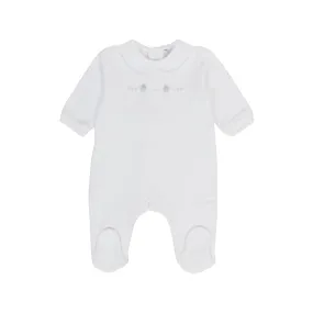 Colibri White Romper With Light Blue Embroidery For Baby