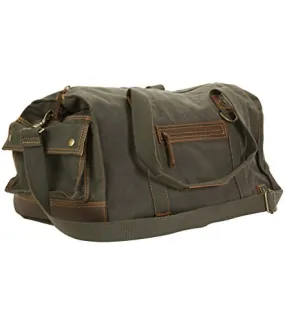 DamnDog Canvas & Leather Carry On 19 Over Gear Box Duffle Bag (Rebel Grey)