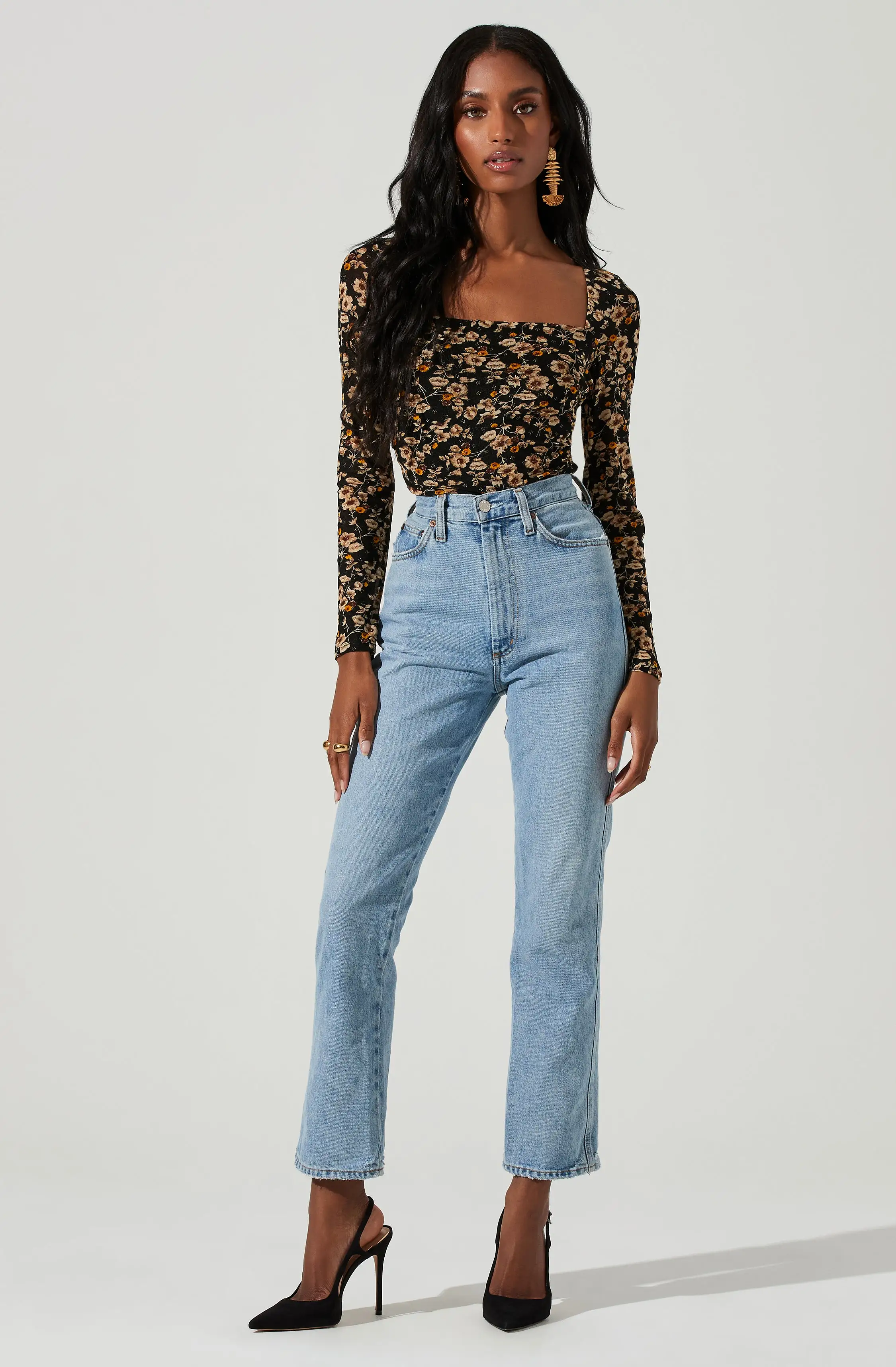 Demelza Floral Square Neck Top