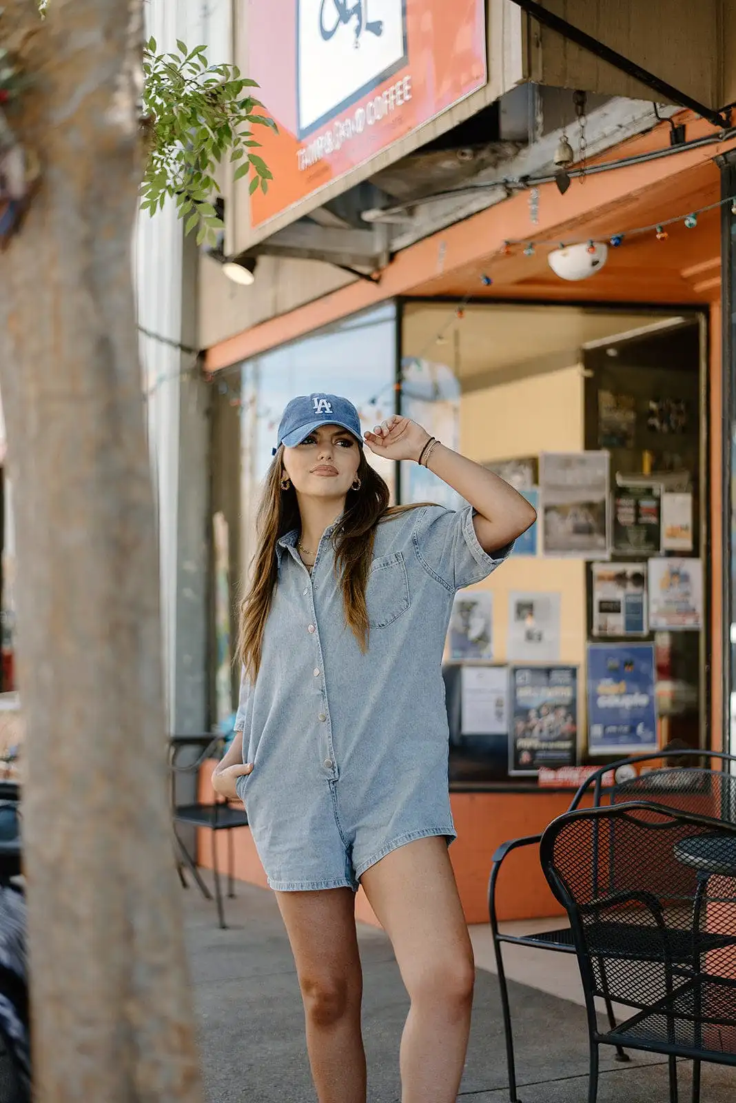 Denim Button Up Shirt Romper