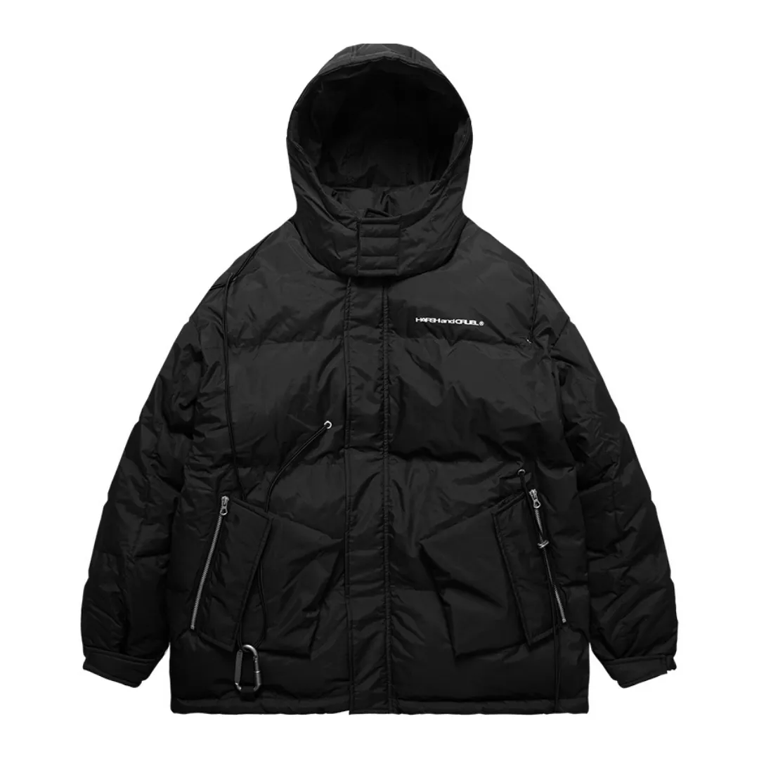 Detachable Buckle Hooded Down Jacket