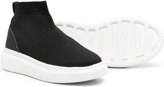 Douuod Kids woven slip-on sneaker boots Black