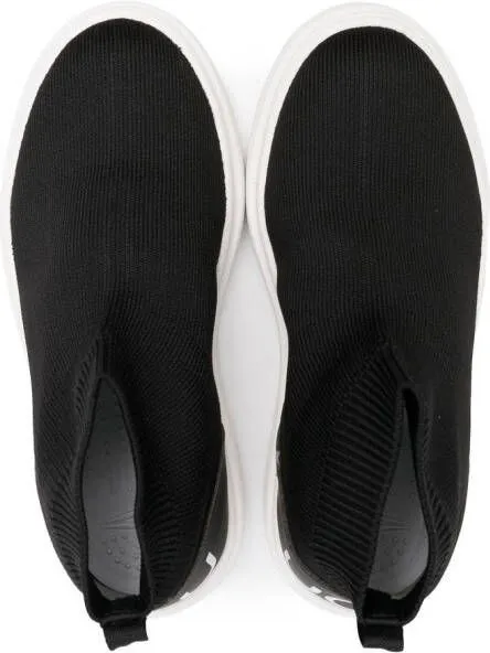 Douuod Kids woven slip-on sneaker boots Black