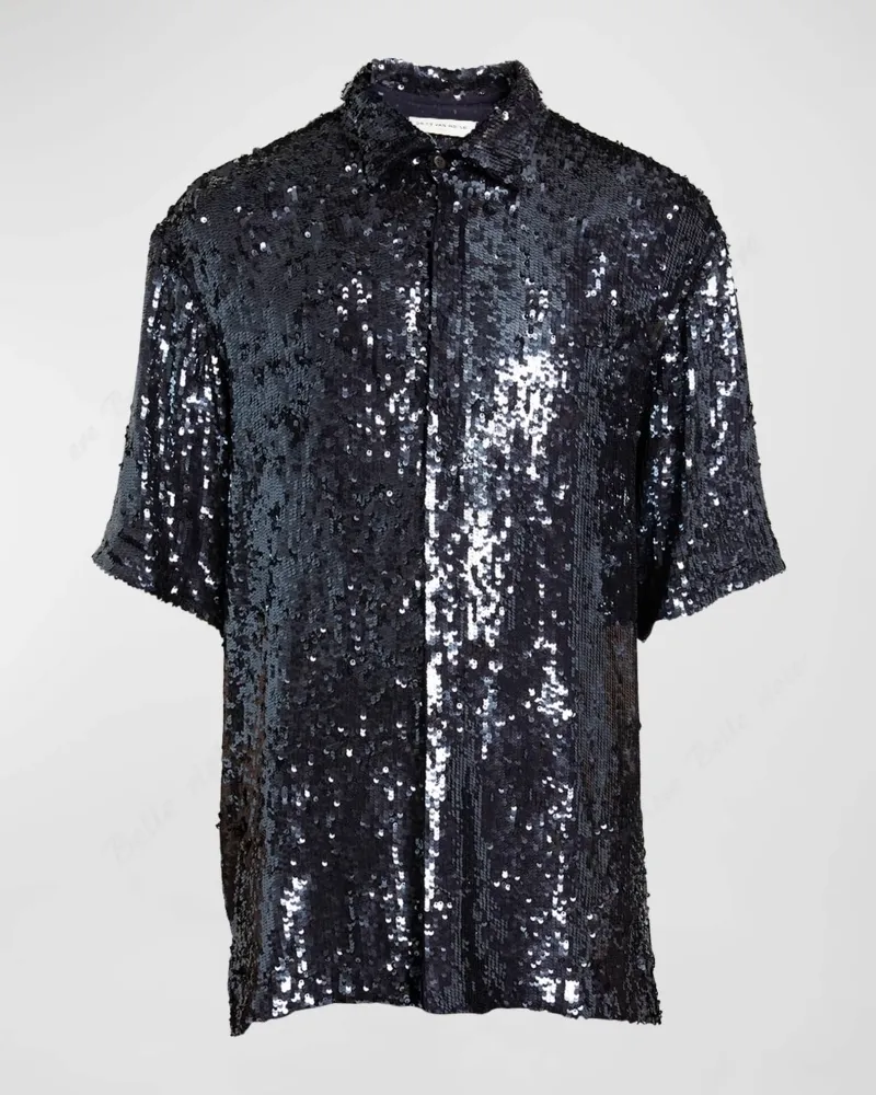 Dries Van Noten  |Unisex Silk Street Style Short Sleeves Oversized Designers