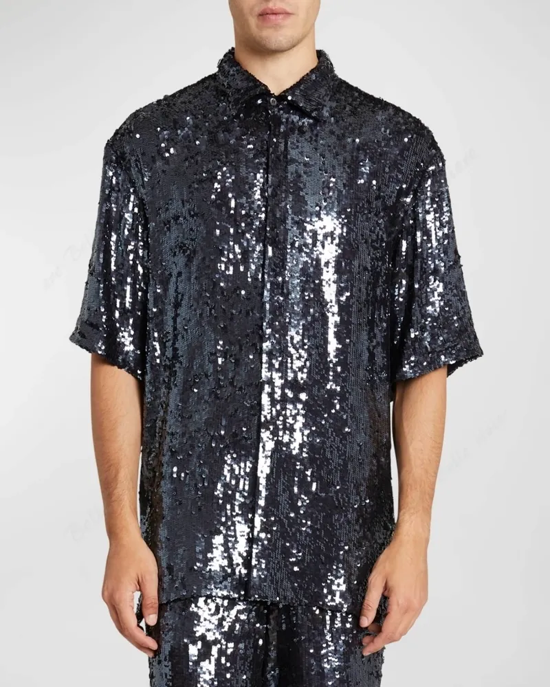 Dries Van Noten  |Unisex Silk Street Style Short Sleeves Oversized Designers