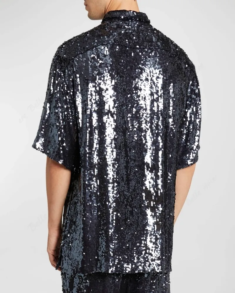 Dries Van Noten  |Unisex Silk Street Style Short Sleeves Oversized Designers