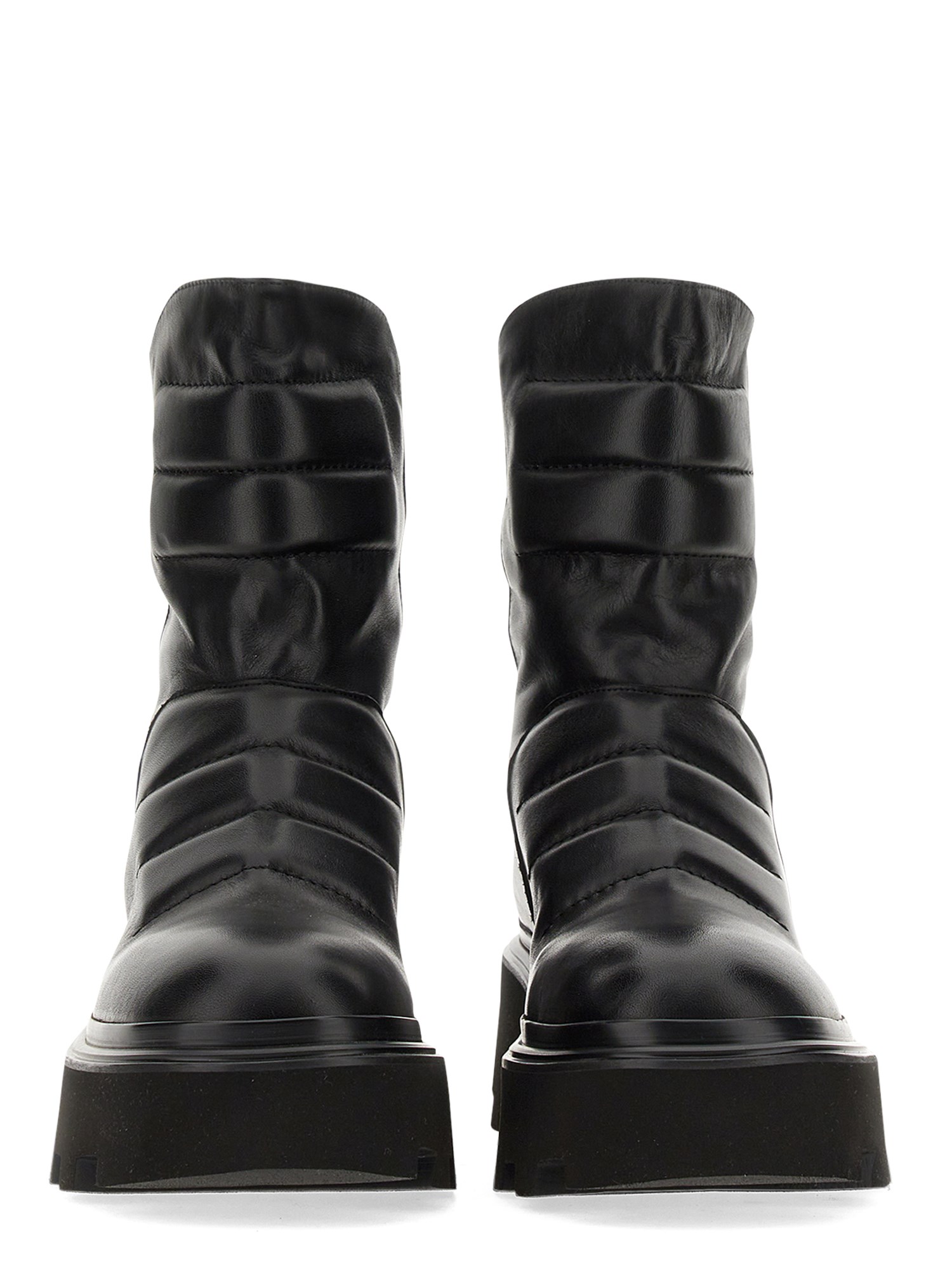 ELENA IACHI    LEATHER ANKLE BOOT WITH PADDED EFFECT