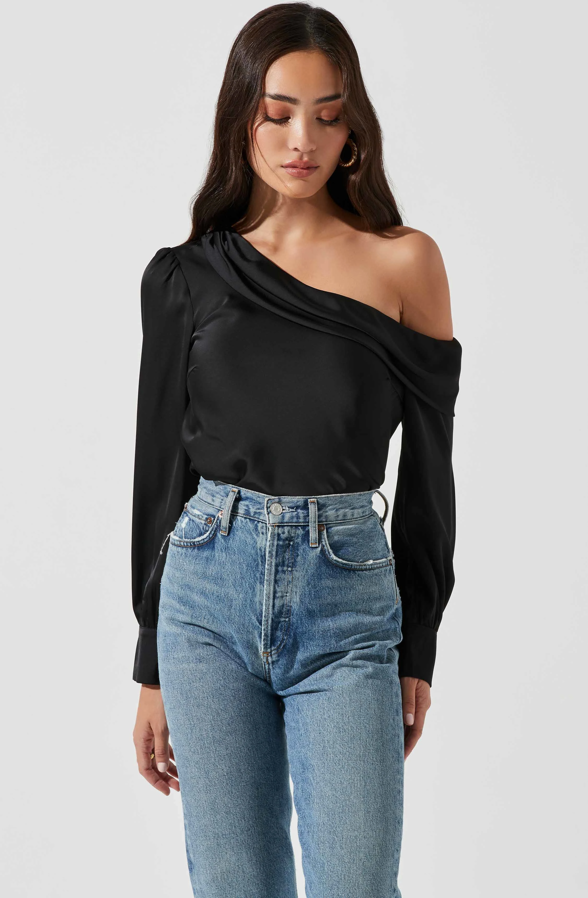 Ellen Draped Off Shoulder Long Sleeve Top