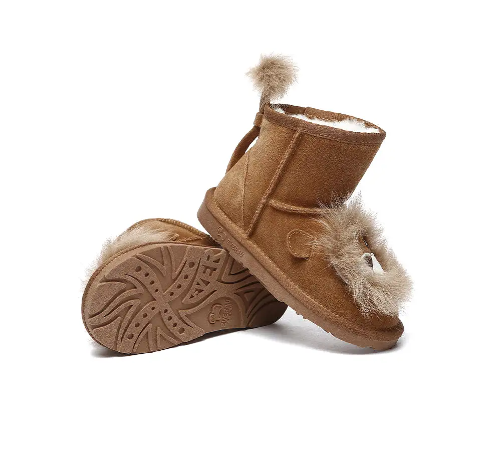 EVERAU Kid Sheepskin Boots Lion Kids Plus