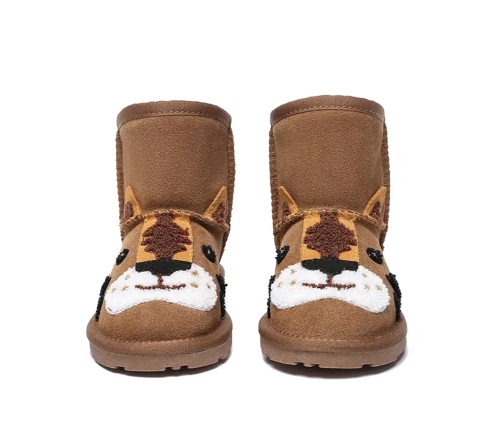 EVERAU Kid Sheepskin Boots Tiger Kids Plus